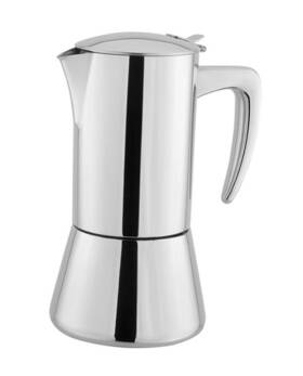 Italparts 200600.. Moka Stovetop Espresso Maker Stainless Steel For Induction 3-4 Cups / 8.5 Oz