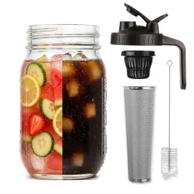 Jb023-1 Jbho Cold Brew Coffee Maker 64oz Marson Jars Wide Mouth Glass Picther Spout Lid Wi