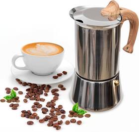Jinglechoo Mkss-200 Induction Moka Pot Stainless Steel Stovetop Espresso 200ml/7.0oz Silver