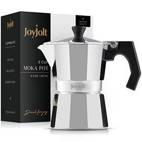 Joyjolt 810071425943 Italian Moka Pot 3 Cup Stovetop Espresso Maker. Aluminum Coffee Percolator Co