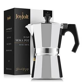 Joyjolt 810071425998 Italian Moka Pot 6 Cup Stovetop Espresso Maker. Aluminum Coffee Percolator Co