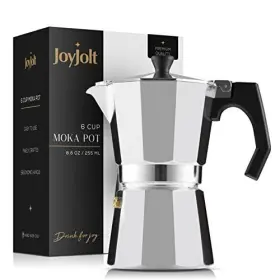 Joyjolt 810071425998 Italian Moka Pot 6 Cup Stovetop Espresso Maker. Aluminum Coffee Percolator Co