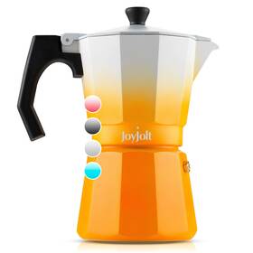 Joyjolt 810071426018 Italian Moka Pot 6 Cup Stovetop Espresso Maker. Pink Aluminum Coffee Percolator