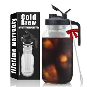 Jrssae 785034942983 Cold Brew Mason Coffee Maker - 64oz Iced Pitcher With Stainless Steel