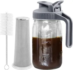 Junvpic 445057162142 Cold Brew Coffee Maker Jar - 32oz Thick Glass Multipurpose Mason Pitcher Spou