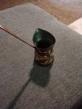 Karaca Home 153.03.08.0208 Turkish Copper Coffee Cezve Pot Hand Hammered In Turkey Wood Handle 8.5 Oz Turka