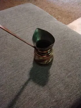 153.03.08.0208 Karaca Home Turkish Copper Coffee Cezve Pot Hand Hammered In Turkey Wood Handle 8.5 Oz Turka