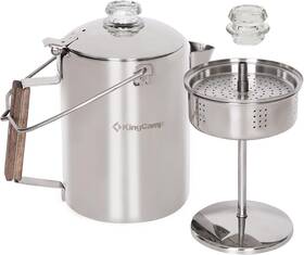 Kingcamp Ka2534 Silver-uskpr Percolator Coffee Pot Campfire Boiler Silver-9 Cup