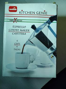 Kitchen Genie K-046 Stovetop Espresso Maker 6 Cup By
