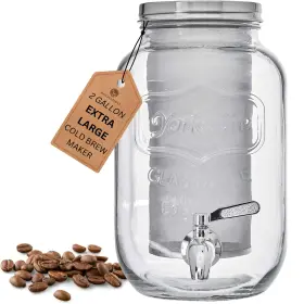Kitchentoolz 739312948914 2-gallon Cold Brew Coffee Maker Commercial Size Extra Large Glass Dispenser