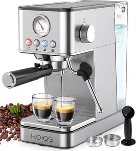 Koios Em621 Espresso Machines Upgraded 1200w Maker With Foaming Silver