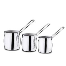 Korkmaz 669185024548 Tombik 3 Piece Stainless Steel Turkish Coffee Pot Set In Silver