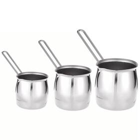 Korkmaz A1217 Tombik 3 Piece Stainless Steel Turkish Coffee Pot Set With Cool Handles