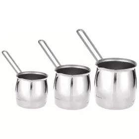 A1217 Korkmaz Tombik 3 Piece Stainless Steel Turkish Coffee Pot Set With Cool Handles