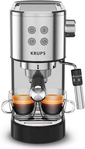 Krups Xp444c50 Stainless Steel Espresso Machine 15-bar Pump Pressure 2-cup Black