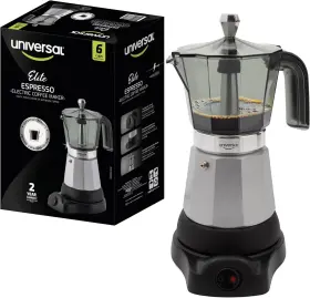 L36072 Landers Usa Inc Universal Electric Coffee Maker 6 Cups Cuban Moka Pot 480 Watts Easy Brewi