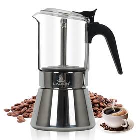 Laoion B0d53gxdbf Stovetop Espresso Maker 6-cup Moka Pot Glass-top Induction