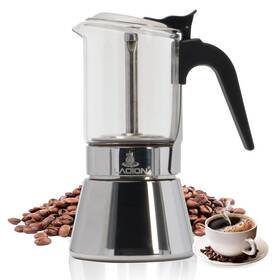 Laoion B0dk12qmpr Stovetop Espresso Maker 3-cup/160ml Moka Pot Glass And Stainless Steel