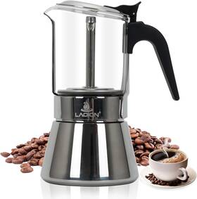 Laoion Gmk-240 Stovetop Espresso Maker And Coffee Classic Moka Pot Crystal Glass-top &