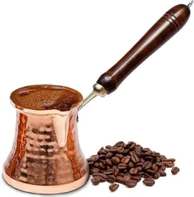 Leavitt Bay Coffee 060870370899 12oz Cezve Turkish Pot - Copper Ibrik Greek Maker Coffe