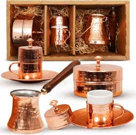 Leavitt Bay Coffee 313027760773 Turkish Set Maker With 2 Cups Sugar Dish Copper