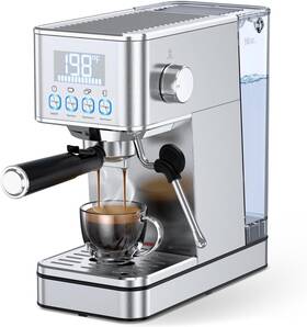 Lertin Em626 Espresso Machine 20bar Compact Stainless Maker With Milk Silver
