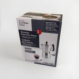 Livarno 052916496503 6 Cup Stovetop Espresso Maker - Silver 11.1 Fl Oz
