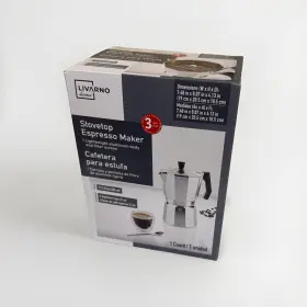 Livarno 052916496503 6 Cup Stovetop Espresso Maker - Silver 11.1 Fl Oz