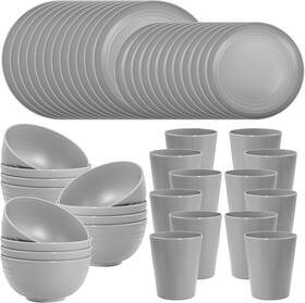 Liyh Love In Your Heart Dd156 48 Pcs Grey Plastic Wheat Straw Dinnerware Set - 48pcs 12 Guests Gray