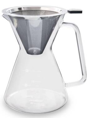 London Sip Gc1200 Glass Pour Over Coffee Carafe Maker W Reusable Metal Filter 4-cup 600ml