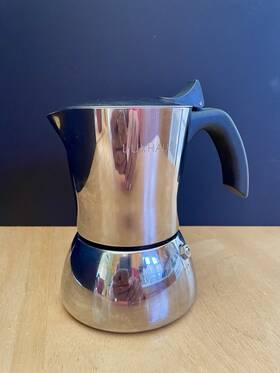 Luxhaus 313031418455 Stovetop Espresso Maker - 3 Cup Moka Pot Coffee 100% Stainless S