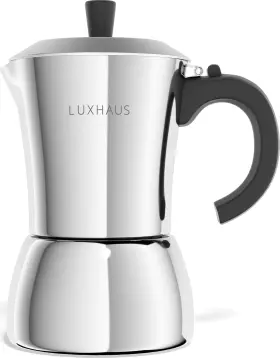 Mp06 Luxhaus Moka Pot - 6 Cup Stovetop Espresso Maker 100% Stainless Steel Italian