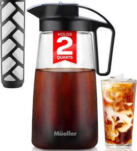 M Ellerhome 313092023049 Mueller Cold Brew Coffee Maker 64 Oz Tritan Fortified Pitcher Pour Spout Handl