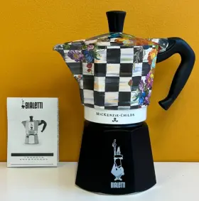 37596-4095 Mackenzie-childs Courtly Flower Market Bialetti Moka Coffee Pot. New