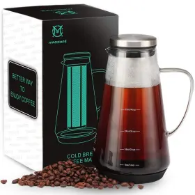 Magicaf 604348350188 Cold Brew Coffee Maker - Tea Infuser With Spout Tight Iced Brewing Glass Cara