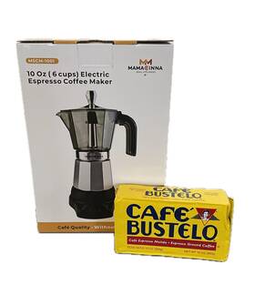 Mamacinna Mscm-1001 Electric Espresso Coffee Maker 10oz 6 Cups Silver Black