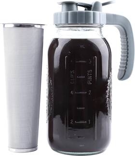Mbsrity 726084858787 Cold Brew Coffee Maker 64 Oz Mason Jar Pitcher With Infuser 2 Quart
