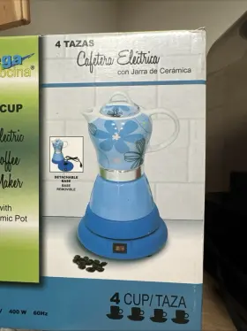 87501-7 Mega Cocina Electric Ceramic Coffee Maker Pot 400 Watts Blue