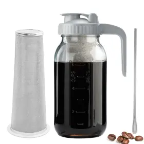 M2002-1 Miradexic Cold Brew Coffee Maker With V-shaped Lid 64oz Iced Stainle