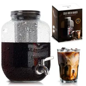 Mirkaza 717340107701 Cold Brew Coffee Maker 1 Gallon Iced Mason Jar With