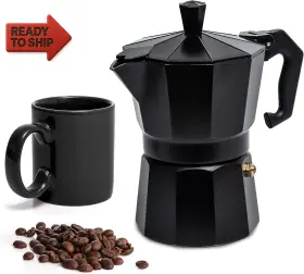 Mixpresso 313104563587 Aluminum Moka Stove Coffee Maker With A Mug Pot Fo