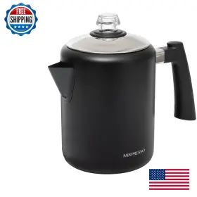 B0br5jdr48 Mixpresso Black Stainless Steel Coffee Percolator Stovetop 37oz 2-8 Cup