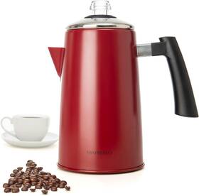 Mixpresso Cpltr-12rd Red Stainless Steel Coffee Percolator Stovetop 52 Oz Classic Percolat
