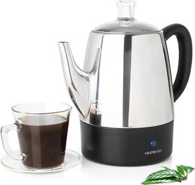 Mixpresso Epltr-4mix Small Percolator Coffee Pot Electric 4 Cup Stainless Steel