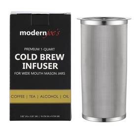Modernjoes 628110864017 Premium Infuser Cold Brew Coffee Maker For 1 Quart Wide Mouth Mas