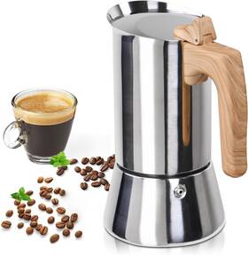 Mogrecha 726084975415 Uncoated 4 Cup Moka Pot 304 Thickened Stainless Steel Coffee Maker Stovetop Espr