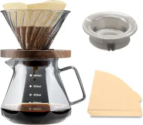 Mongdio 313102515540 Pour Over Coffee Maker 20 Oz High-heat Borosilicate Glass