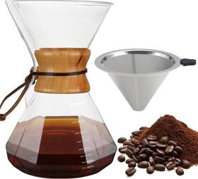 Mongdio 313105960958 34oz/1000ml Pour Over Coffee Maker With Reusable Stainless Steel Filter