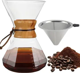 Mongdio 313105960958 34oz/1000ml Pour Over Coffee Maker With Reusable Stainless Steel Filter