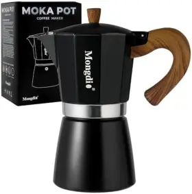 Mongdio 726084877177 Stovetop Espresso Maker Moka Pot 9 Cups 15 Oz - Black